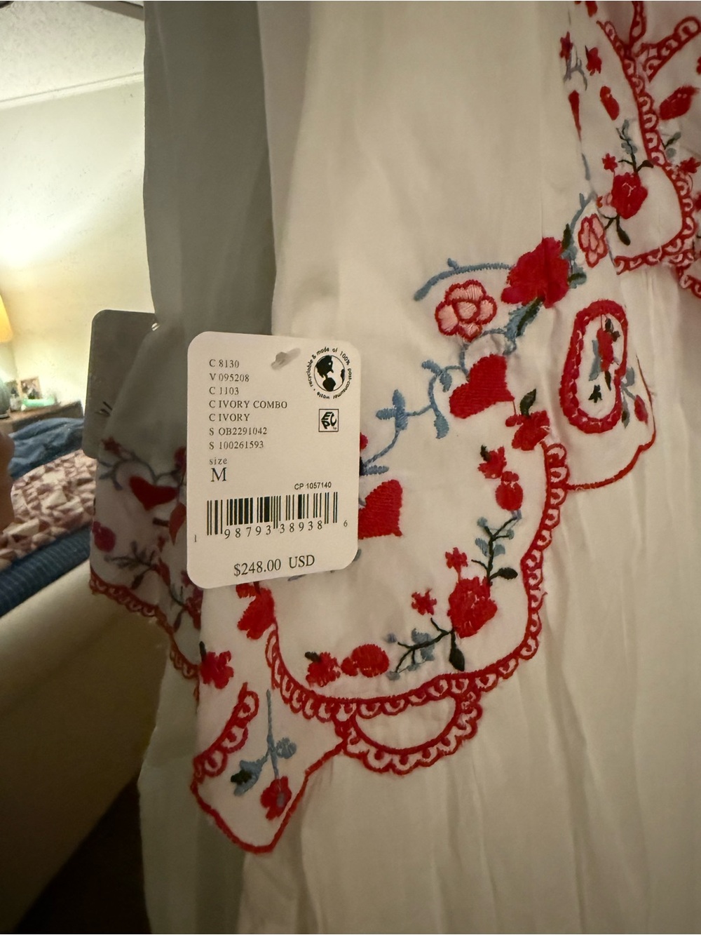 Free People White Midi Dress with Red Embroidery - Picture 5 of 7